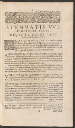 Stemmatis Witichindei Radix.