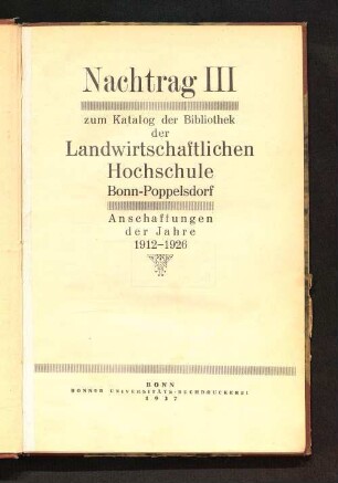 Nachtr. 3: 1912 - 1926