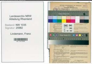 Entnazifizierung Franz Lindemann , geb. 27.03.1909 ()