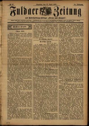Erste Ausgabe vom Samstag, den 17. April 1897.
