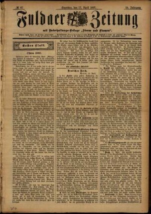 Erste Ausgabe vom Samstag, den 17. April 1897.