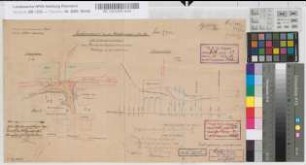Sonderentwurf für den Wegübergang in Stat. 98 (Dorfstraßenverlegung): Lageplan, Längenprofil, M. 1:500 und M. 1:50 Stnr.: 96, Iwü, Bunr.: 22, Blnr.: 1