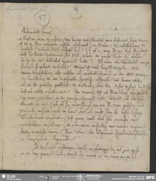 Eigenh. Brief von Jacob Grimm an August Wilhelm von Schlegel, Kassel, 14.06.1828