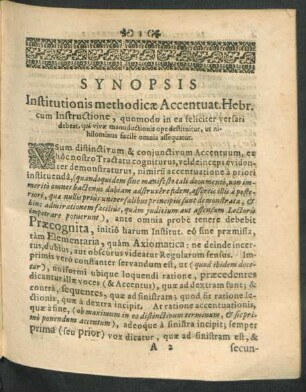 Synopsis Institutionis methodicae Accentuat. Hebr. ...