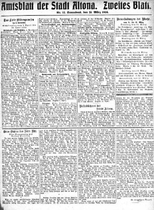 Nummer 12. Zweites Blatt. : Sonnabend, den 20. März 1926