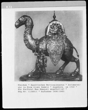 Automatenuhr in Form eines Kamels, für Kurfürst Max Emanuel angefertigt