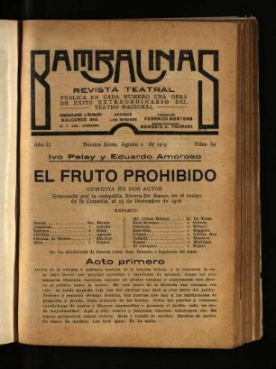 El fruto prohibido : comedia en dos actos
