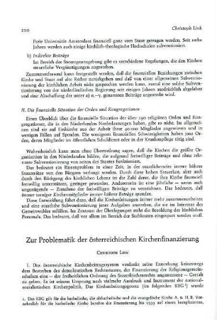 210-214 Zur Problematik der österreichischen Kirchenfinanzierung