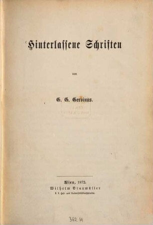 Hinterlassene Schriften