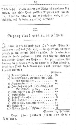 III. Eleganz eines geistlichen Fürsten.