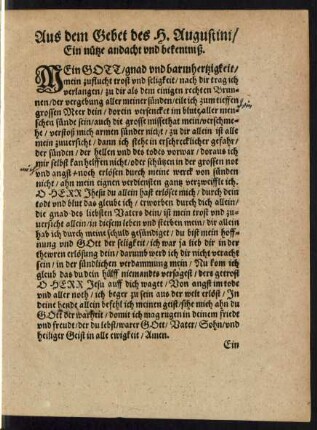 Aus dem Gebet des H. Augustini/ Ein nütze andacht und bekentniß.