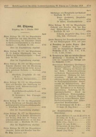 60. Sitzung, Dienstag den 7. Oktober 1919