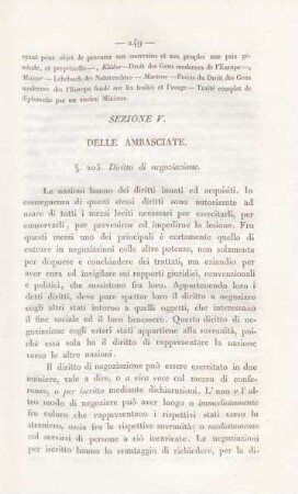 Sezione V. Delle ambasciate