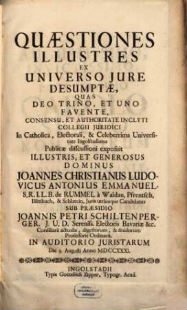 Quaestiones Illustres Ex Universo Jure Desumptae