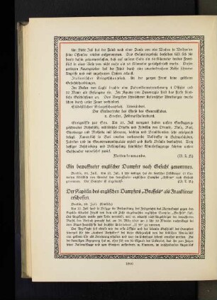 Ein bewaffneter englischer Dampfer nach Gefecht genommen.