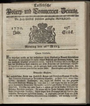 13tes Stueck, Montag den 26ten Maerz. 1770