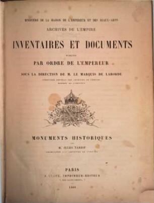 Monuments historiques, [1]. [Text]