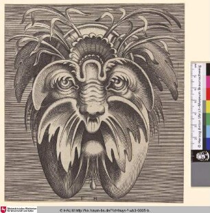 [Groteske Maske mit Blättern; Grotesque mask with sheets]