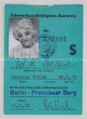 Ausweis der DDR für Behinderte - Personenkonvolut
