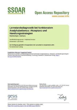 Lernstandsdiagnostik bei funktionalem Analphabetismus: Akzeptanz und Handlungsstrategien