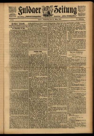 Erste Ausgabe vom Donnerstag, den 21. März 1907.