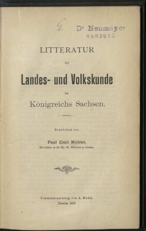 Litteratur der Landes- und Volkskunde des Königreichs Sachsen