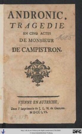 Andronic : Tragedie; En Cinq Actes