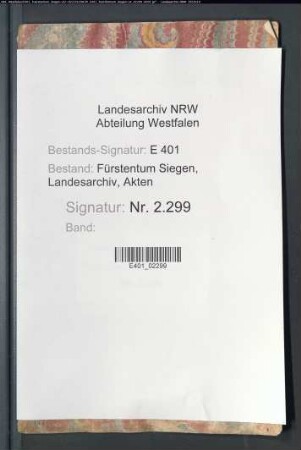 Forstregister über die Einnahmen und Ausgaben des Fürstentums Nassau-Siegen (evangelischer Landesteil)