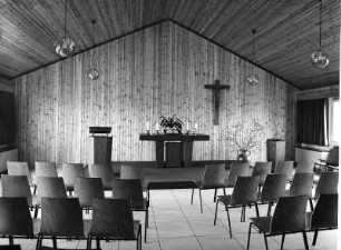 Blaichach im bayr. Allgäu, Evang. Kirche mit Glockenturm 1969/1970