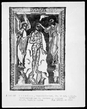 Perikopenbuch aus dem Benediktinerinnenkloster Sankt Erentrud auf dem Nonnberg — Christi Taufe im Jordan, Folio 21recto