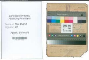 Entnazifizierung Bernhard Appelt , geb. 22.04.1902 (Gutsverwalter)