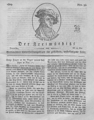 Nro. 98., Donnerstag, den 18. Mai 1809
