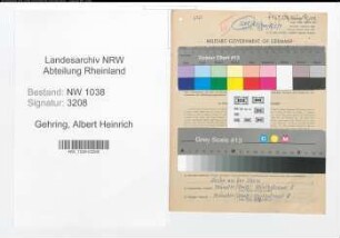 Entnazifizierung Albert Heinrich Gehring , geb. 16.10.1918 (Beamter)