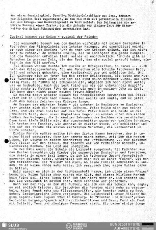 Zweimal begann der Krieg - zweimal der Frieden