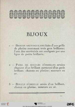 Bijoux (Nr. 1-73)