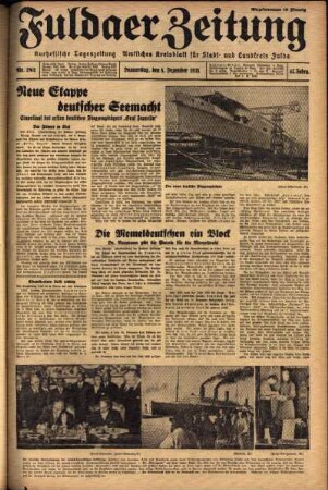 Ausgabe vom Donnerstag, den 08. Dezember 1938.
