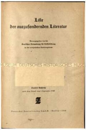 Liste der auszusondernden Literatur. 1948