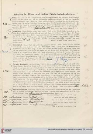 Arbeiten in Silber und andere Goldschmiedearbeiten (Nr. 203-285)