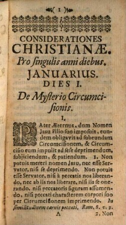 Considerationes Christianae Pro Singulis anni diebus, 1. Primum Trimestre Complectens Januarium, Februarium, Martium