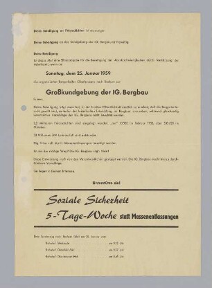 "Soziale Sicherheit 5-Tage-Woche statt Massenentlassungen"