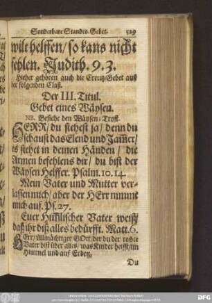Der III. Titul. Gebet eines Maysen.
