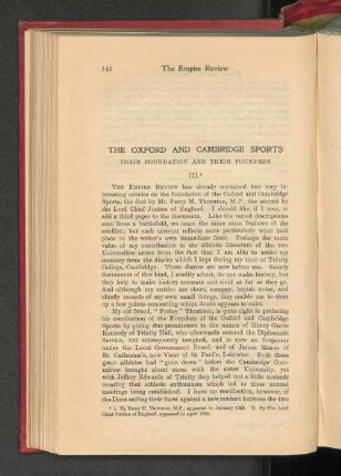 The Oxford and Cambridge Sports. Their Foundation and Their Founders. III.
