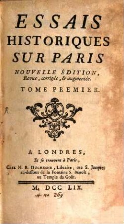 Essais Historiques Sur Paris, 1