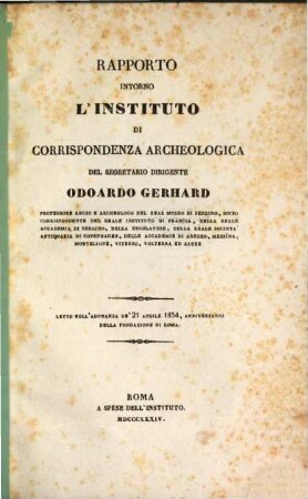 ... Rapporto sull'Instituto di Corrispondenza Archeologica, 5