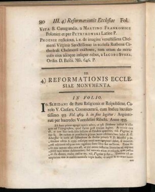 4) Reformationis Ecclesiae Monvmenta.
