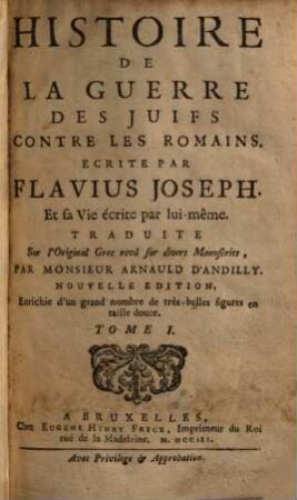 Histoire De La Guerre Des Juifs Contre Les Romains, 1