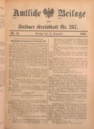 18: Beilage vom Freitag, 15. Dezember 1905
