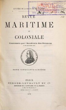 Revue maritime et coloniale. 56. 1878