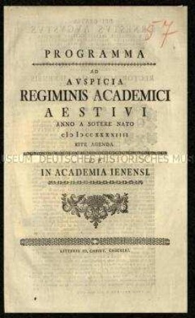 Programm der Universität Jena für das Sommersemester 1744