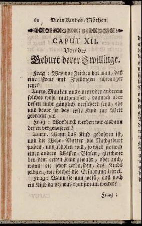 Caput XII. Von der Geburt derer Zwillinge.